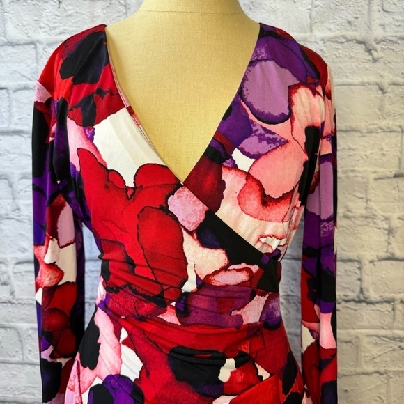Calvin Klein Abstract Floral Faux Wrap Dress Women’s US 8 - Picture 10 of 11